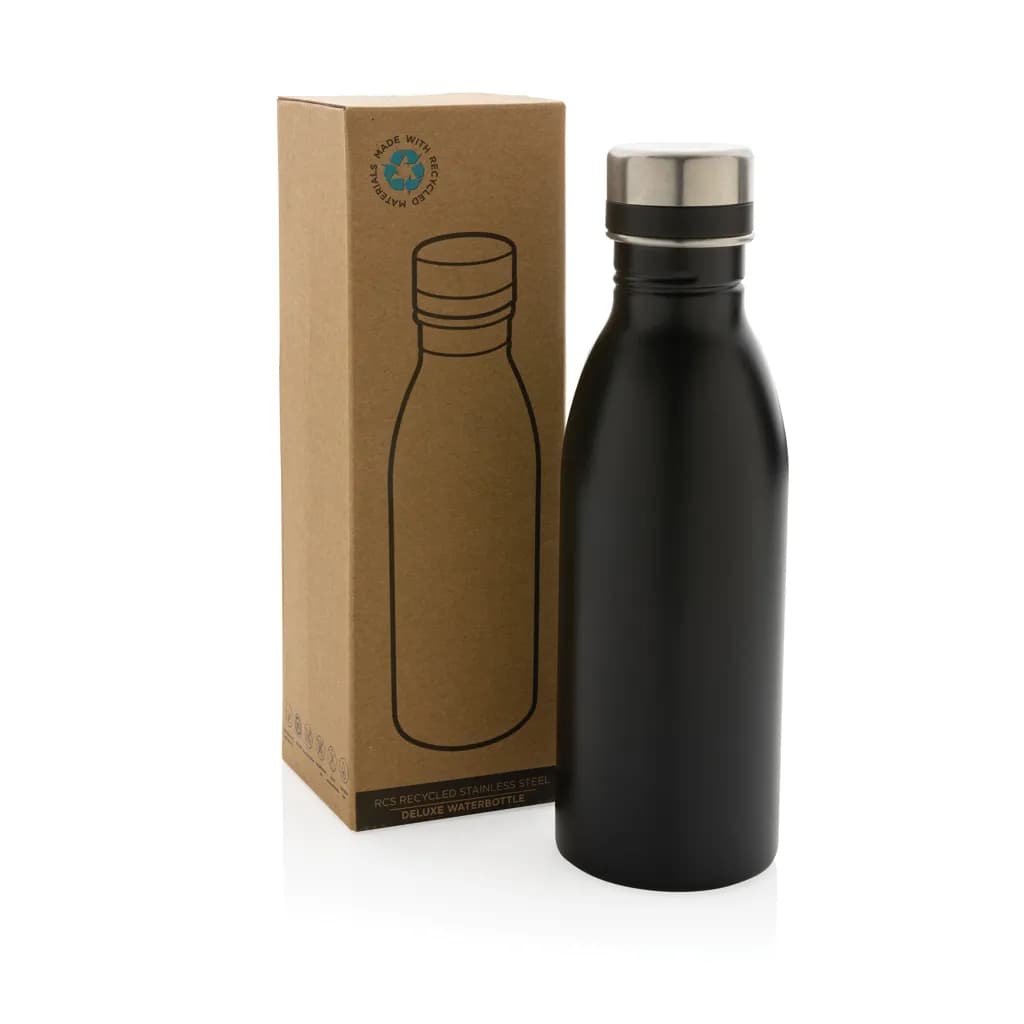 Deluxe Wasserflasche aus RCS recyceltem Stainless-Steel - schwarz