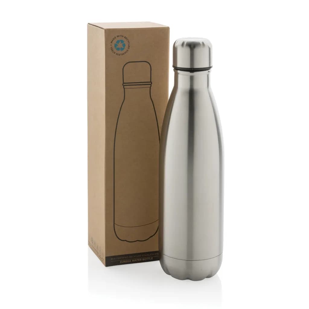 Eureka einwandige Wasserflasche aus RCS rec. Stainless-Steel - silber