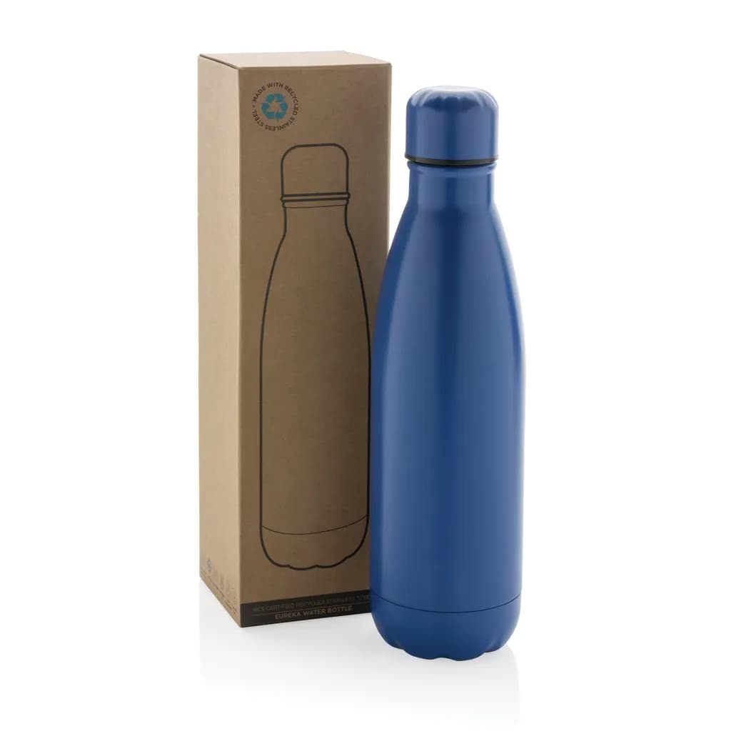 Eureka einwandige Wasserflasche aus RCS rec. Stainless-Steel - blau