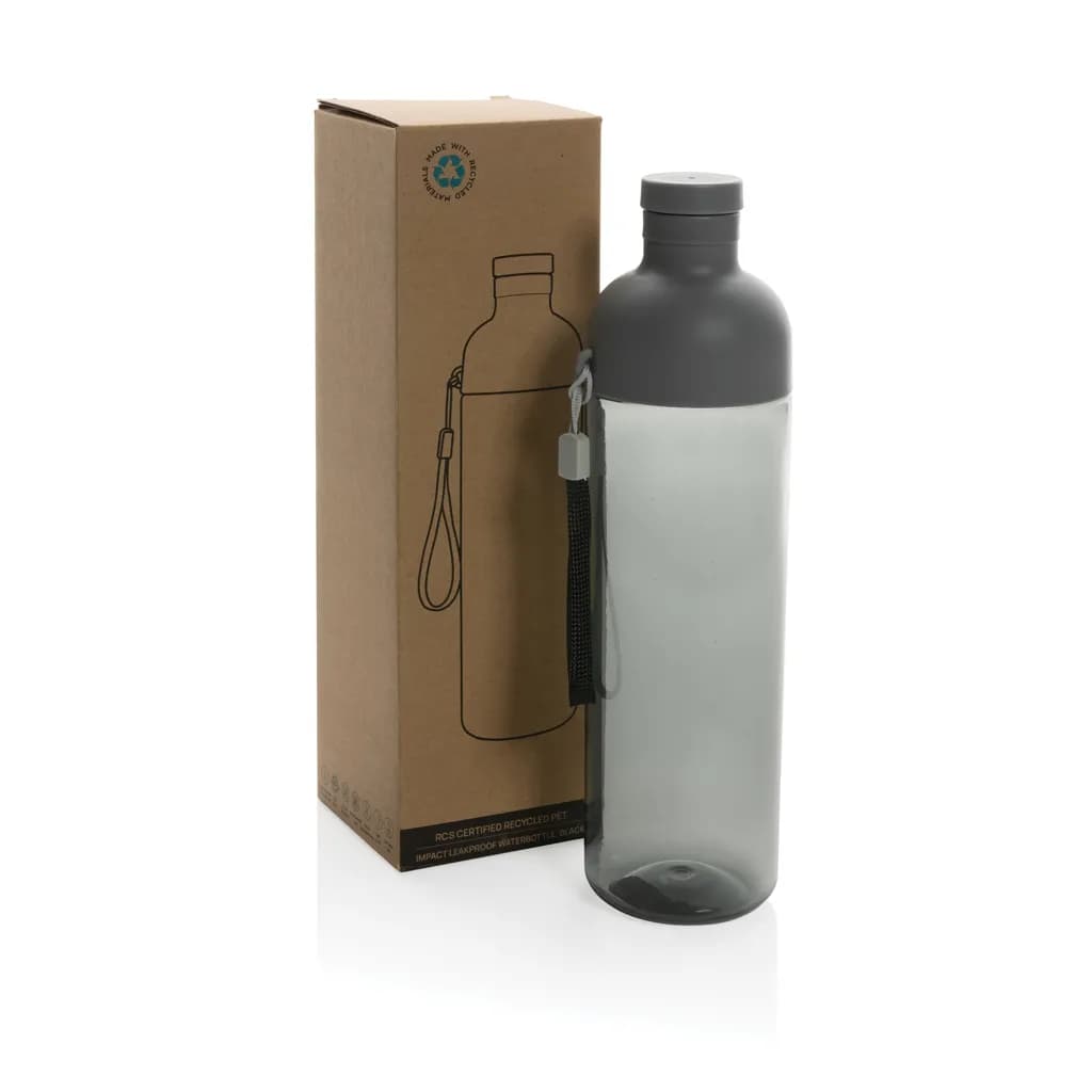 Impact auslaufsichere Wasserflasche aus RCS recyc. PET 600ml - schwarz
