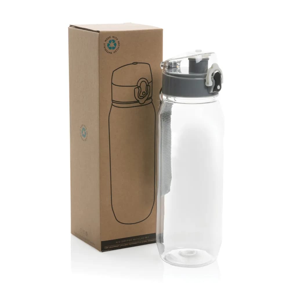 Yide verschließbare Wasserflasche aus RCS rec. PET, 800ml - transparent