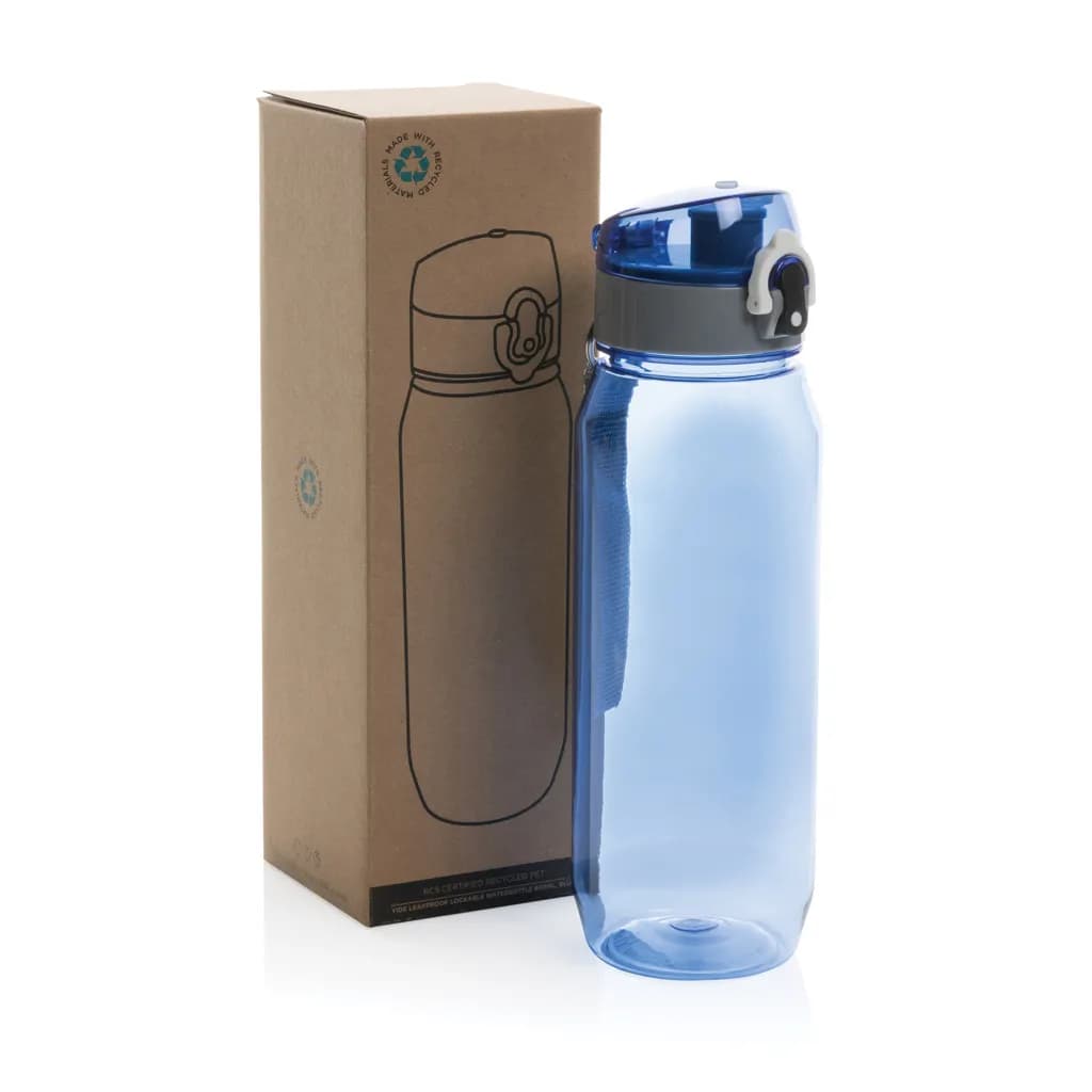 Yide verschließbare Wasserflasche aus RCS rec. PET, 800ml - blau