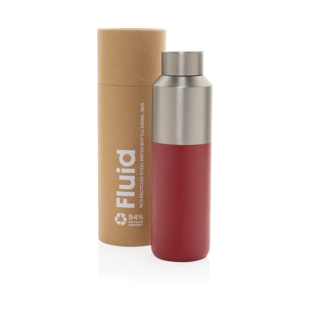 Fluid Flasche aus RCS-zertifiziert recyceltem Stahl, 600ml - rot