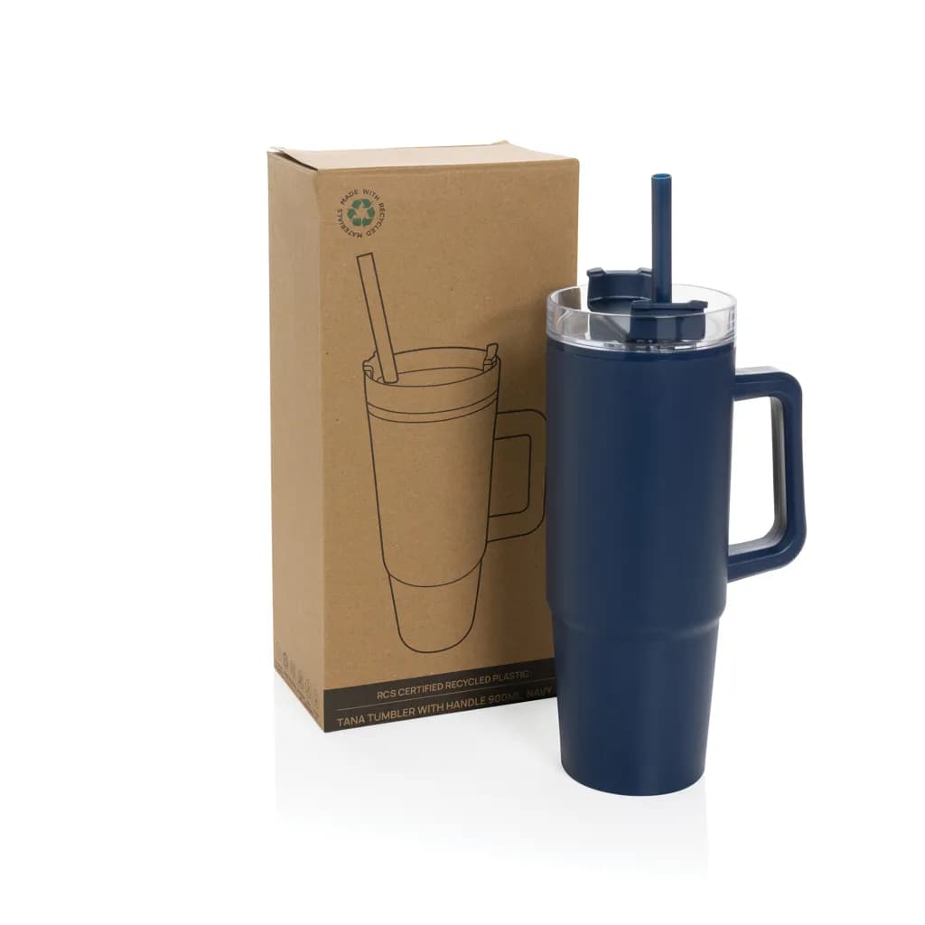 Tana Becher aus RCS recyceltem Kunststoff mit Griff 750ml - navy blau
