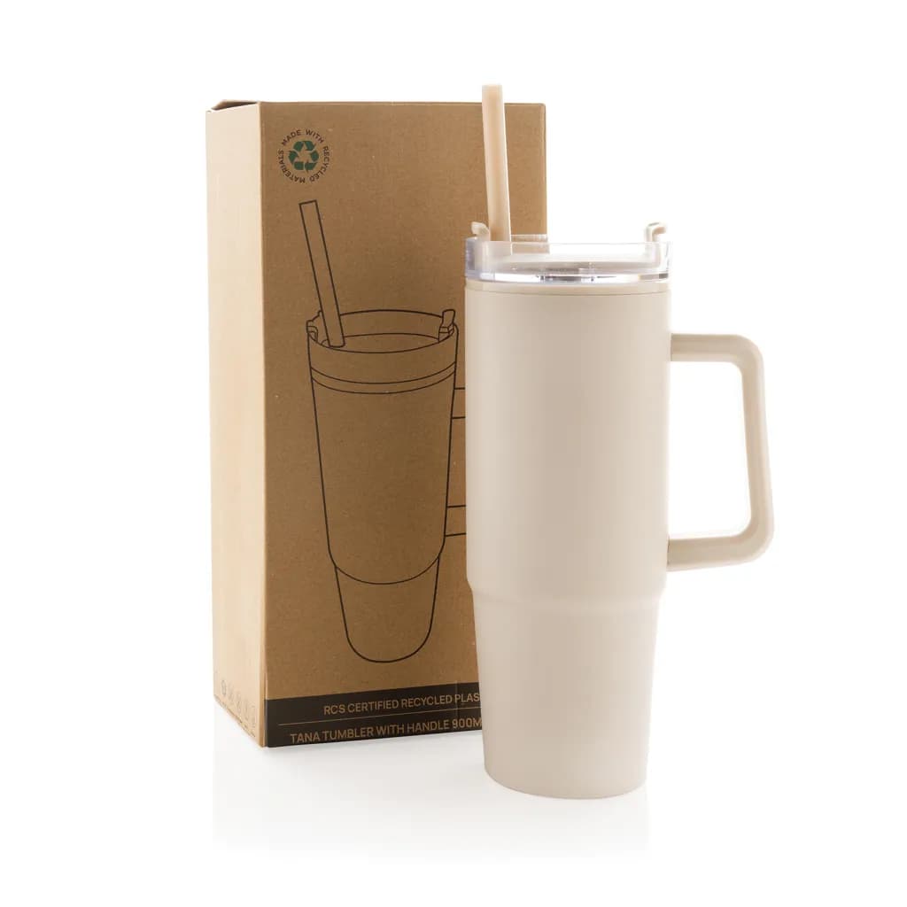 Tana Becher aus RCS recyceltem Kunststoff mit Griff 750ml - beige