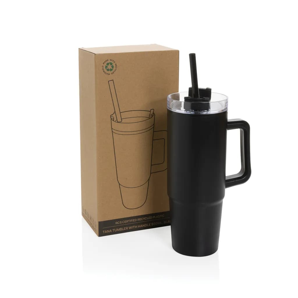 Tana Becher aus RCS recyceltem Kunststoff mit Griff 750ml - schwarz