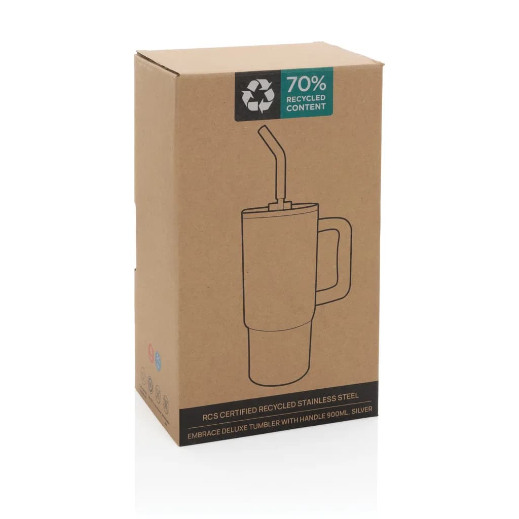 Embrace Deluxe Becher aus RCS recyceltem Edelstahl 900ml - silber