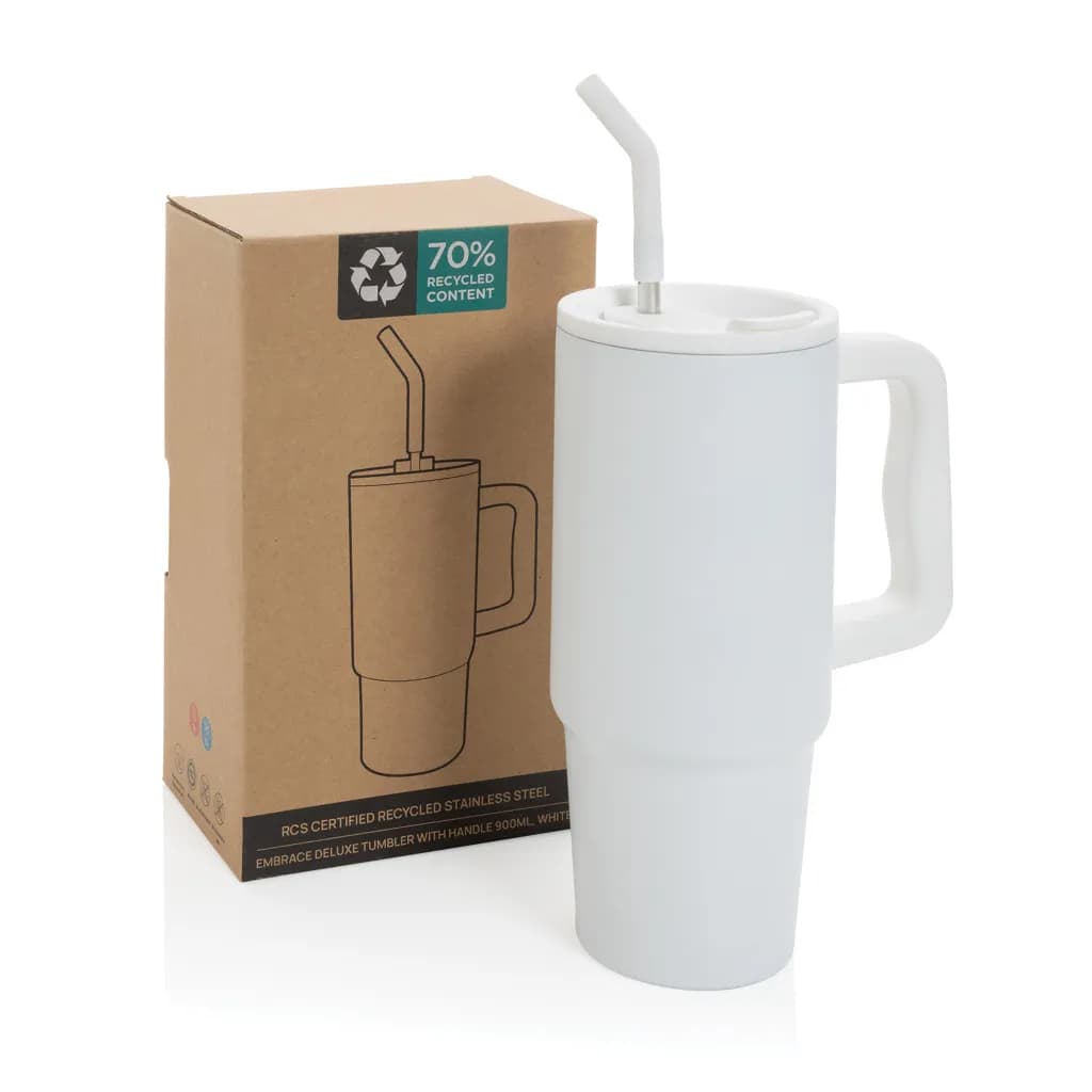 Embrace Deluxe Becher aus RCS recyceltem Edelstahl 900ml - weiß