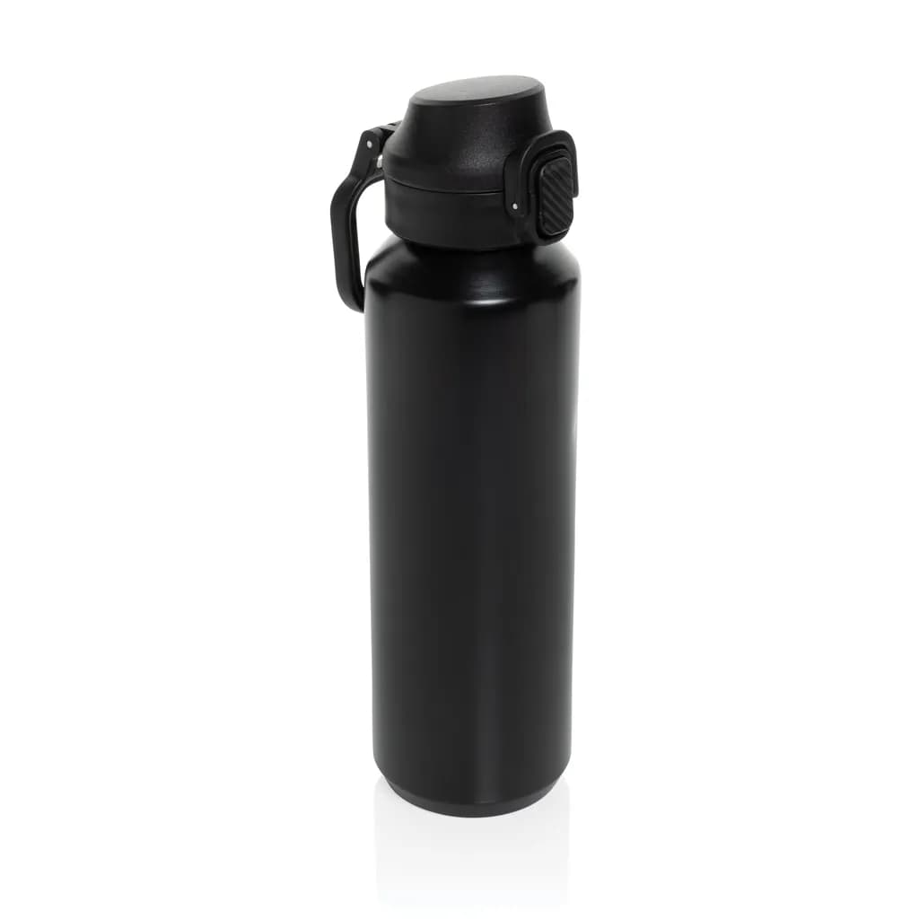 Via RCS Re-Steel Sportflasche mit Verschluss, 600ml - schwarz