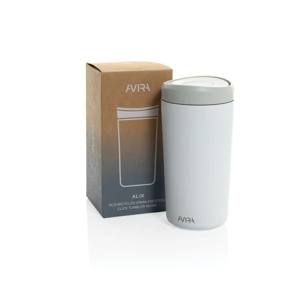Avira Alix Klickbecher aus RCS rec. Stahl 400ml - weiß