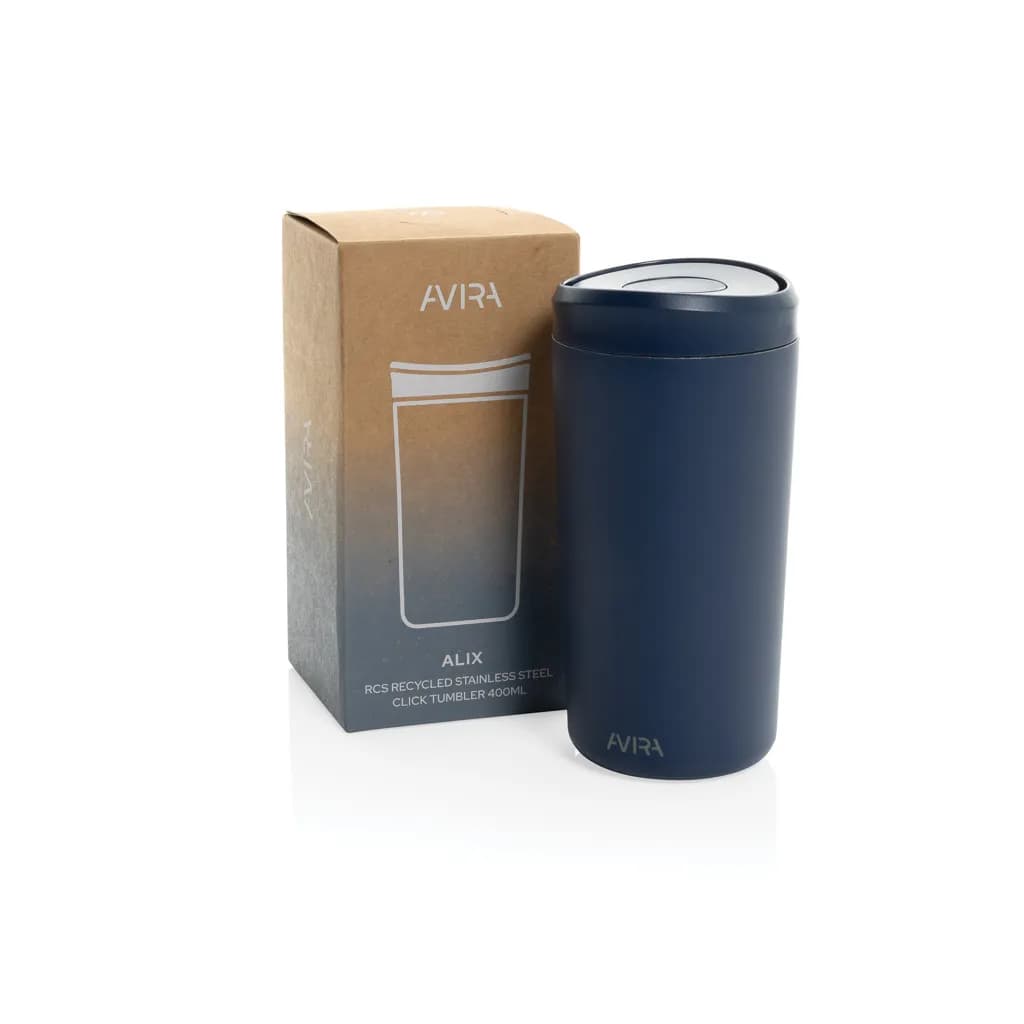 Avira Alix Klickbecher aus RCS rec. Stahl 400ml - navy blau