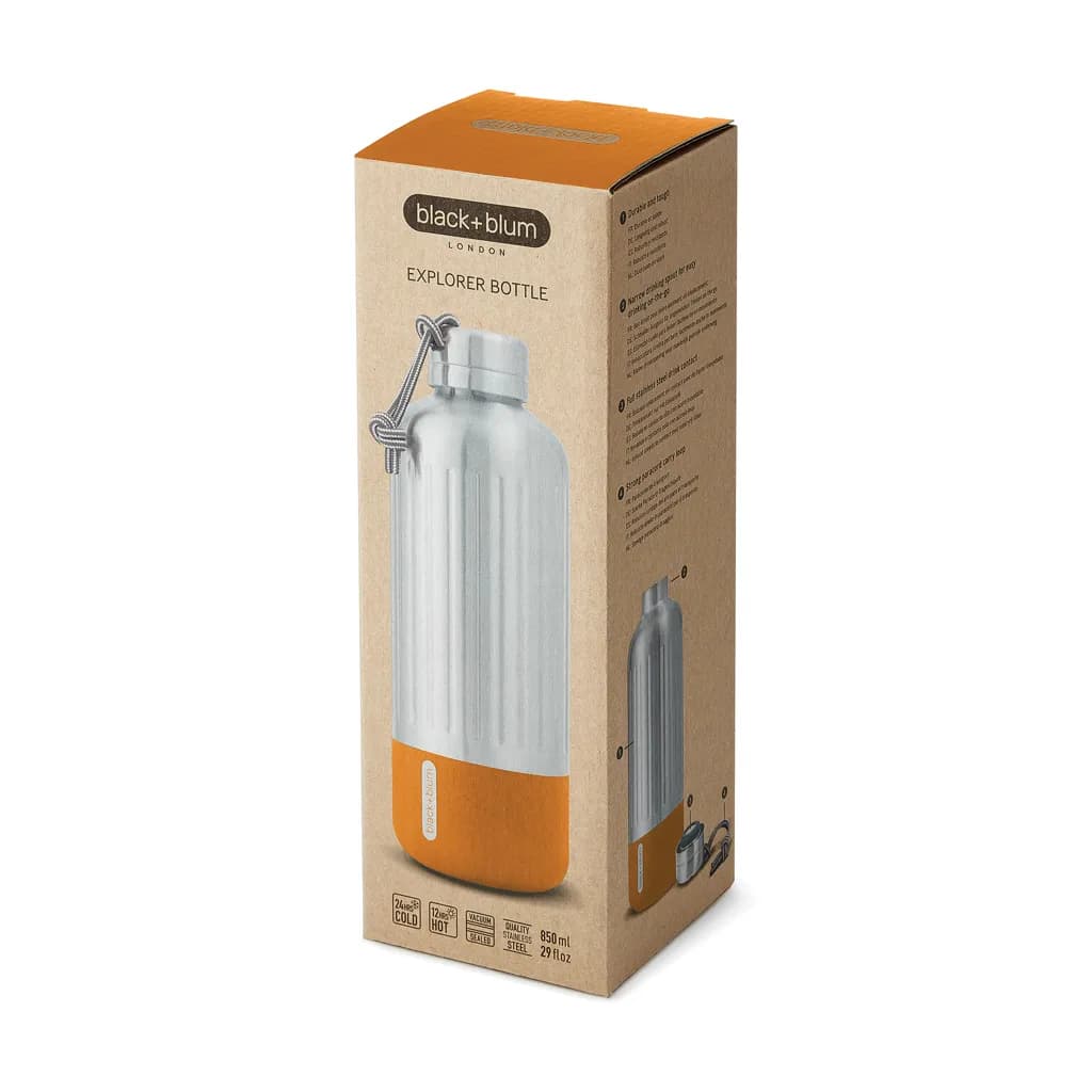 Black+Blum Explorer isolierte Wasserflasche groß, 850ml - orange