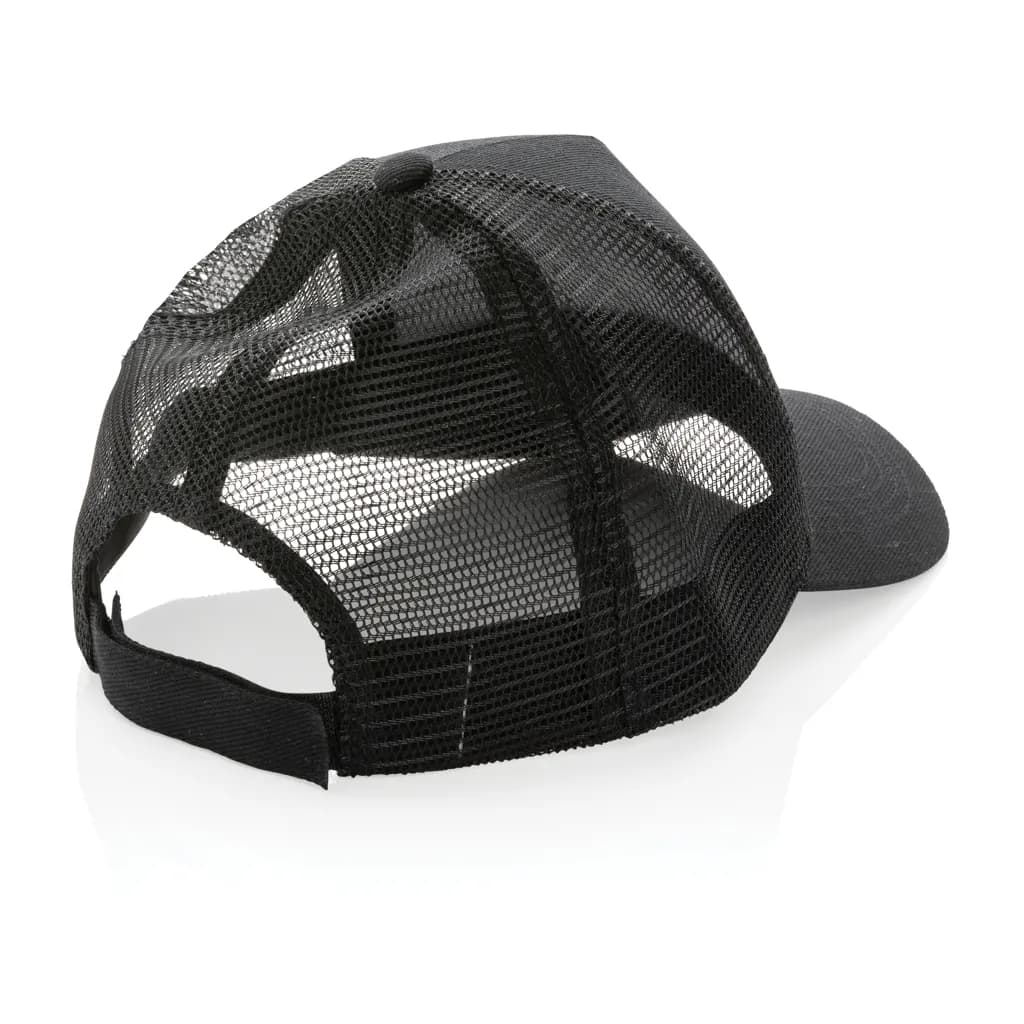 Impact AWARE™ 190gr Brushed rCotton 5 Panel Trucker-Cap - schwarz