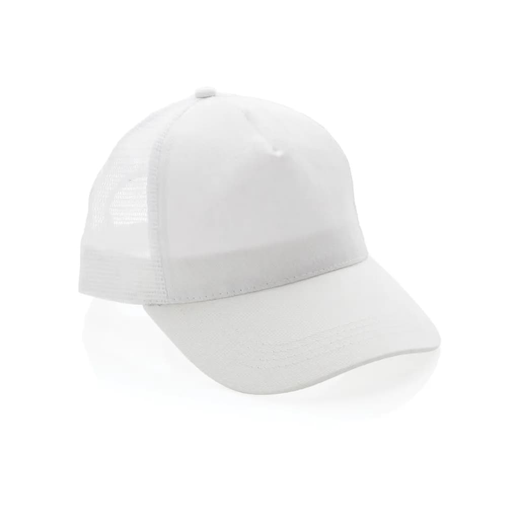 Impact AWARE™ 190gr Brushed rCotton 5 Panel Trucker-Cap - weiß