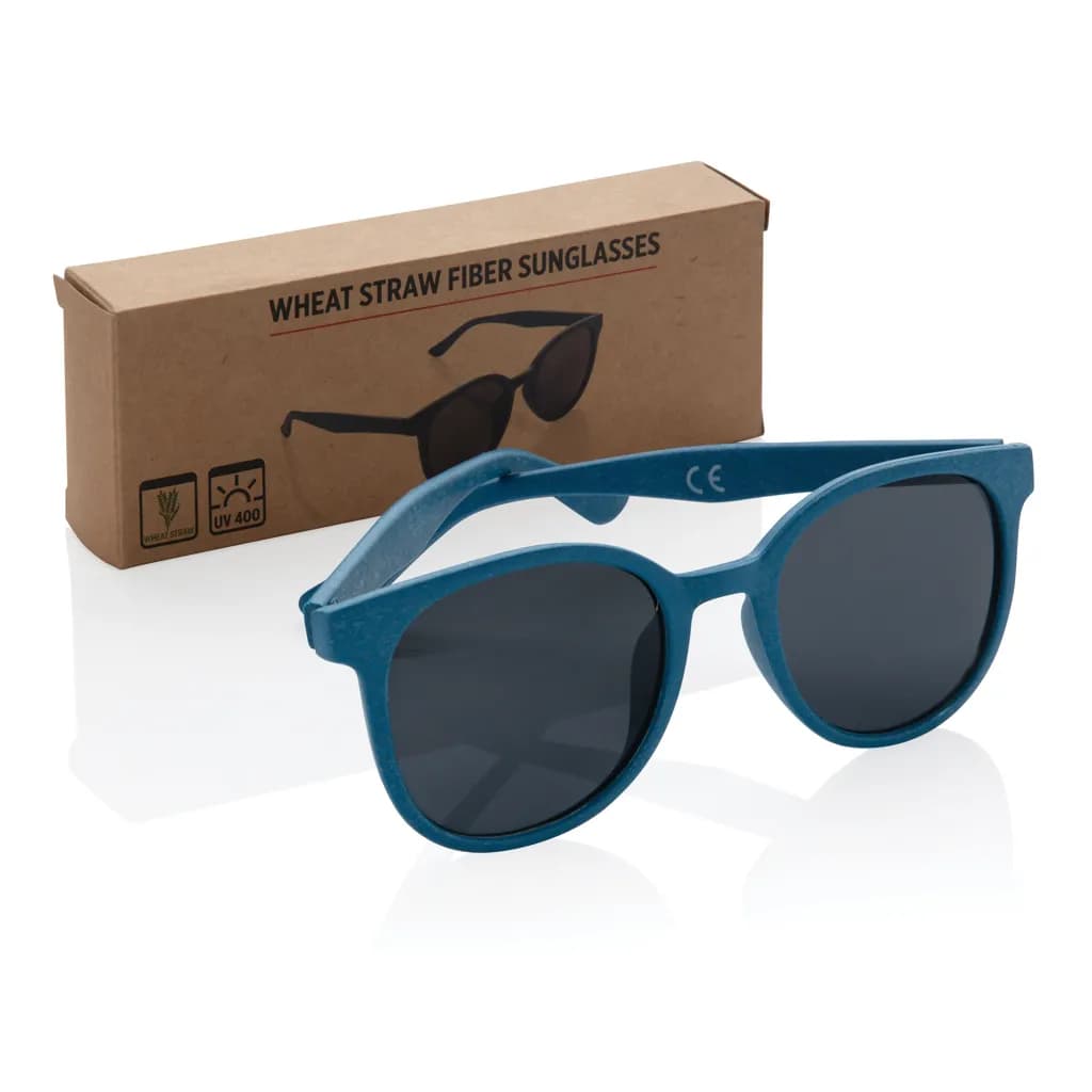 Weizenstroh Sonnenbrille - blau
