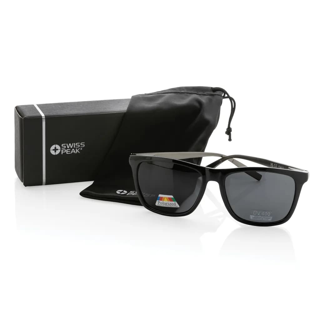 Swiss Peak polarisierte Sonnenbrille aus RCS Kunststoff - schwarz