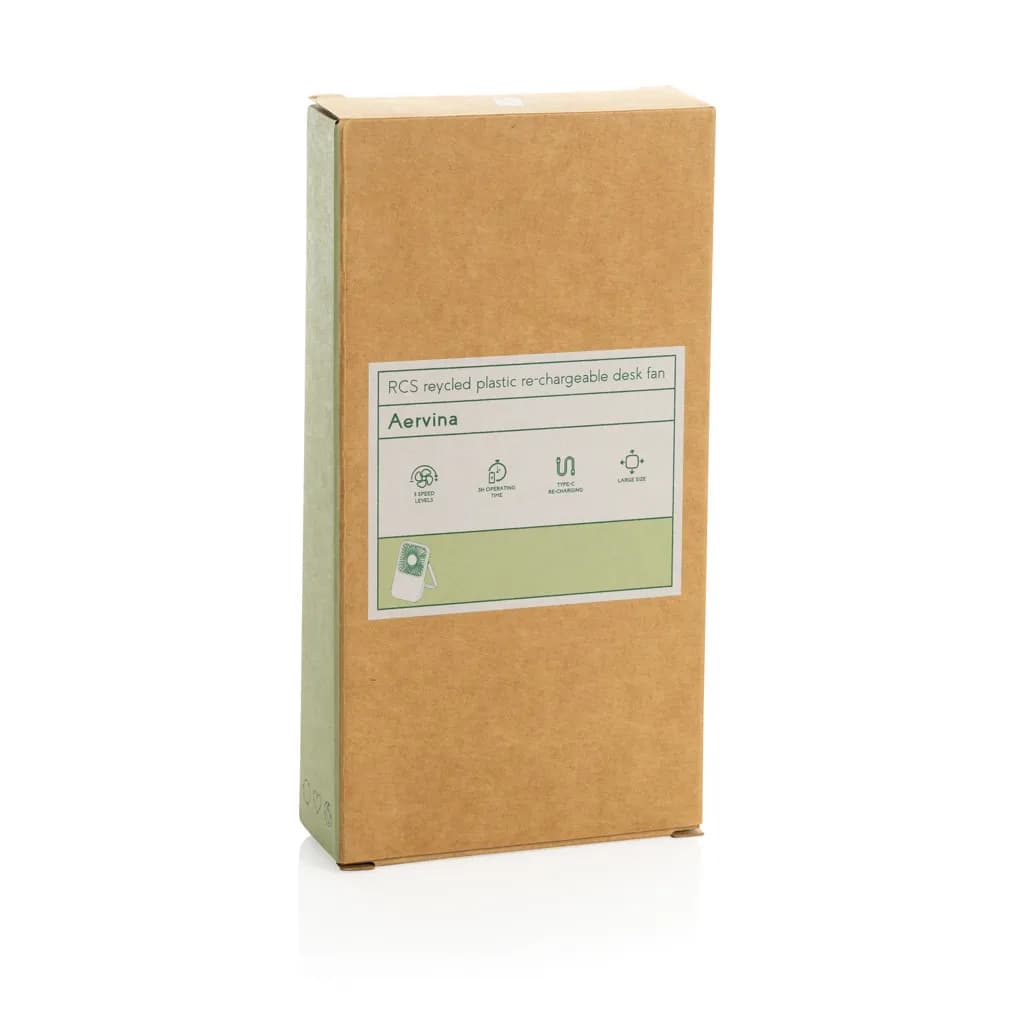 Aervina wiederaufladbarer Tischventilator aus RCS rec. ABS - weiß