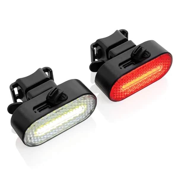 Lumino USB Fahrradlicht-Set aus RCS recyceltem Kunststoff - schwarz