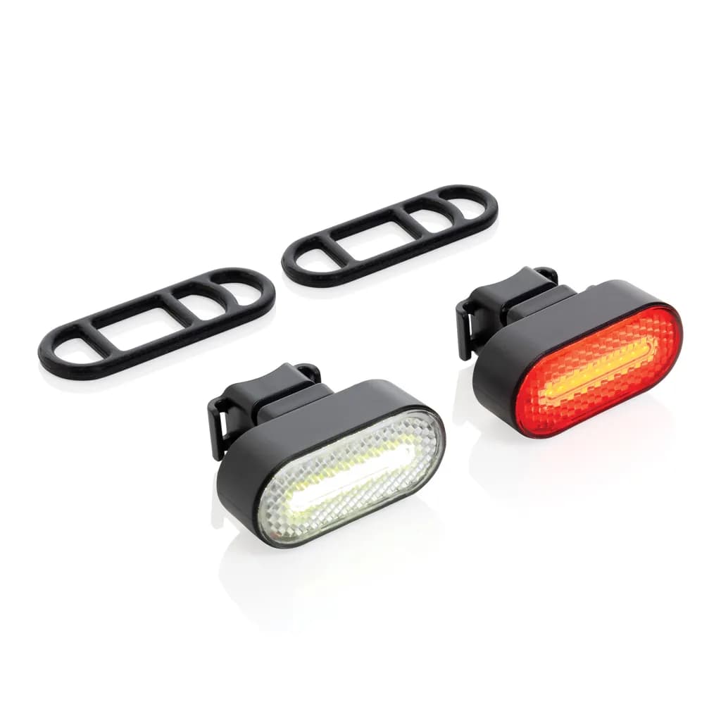 Lumino USB Fahrradlicht-Set aus RCS recyceltem Kunststoff - schwarz