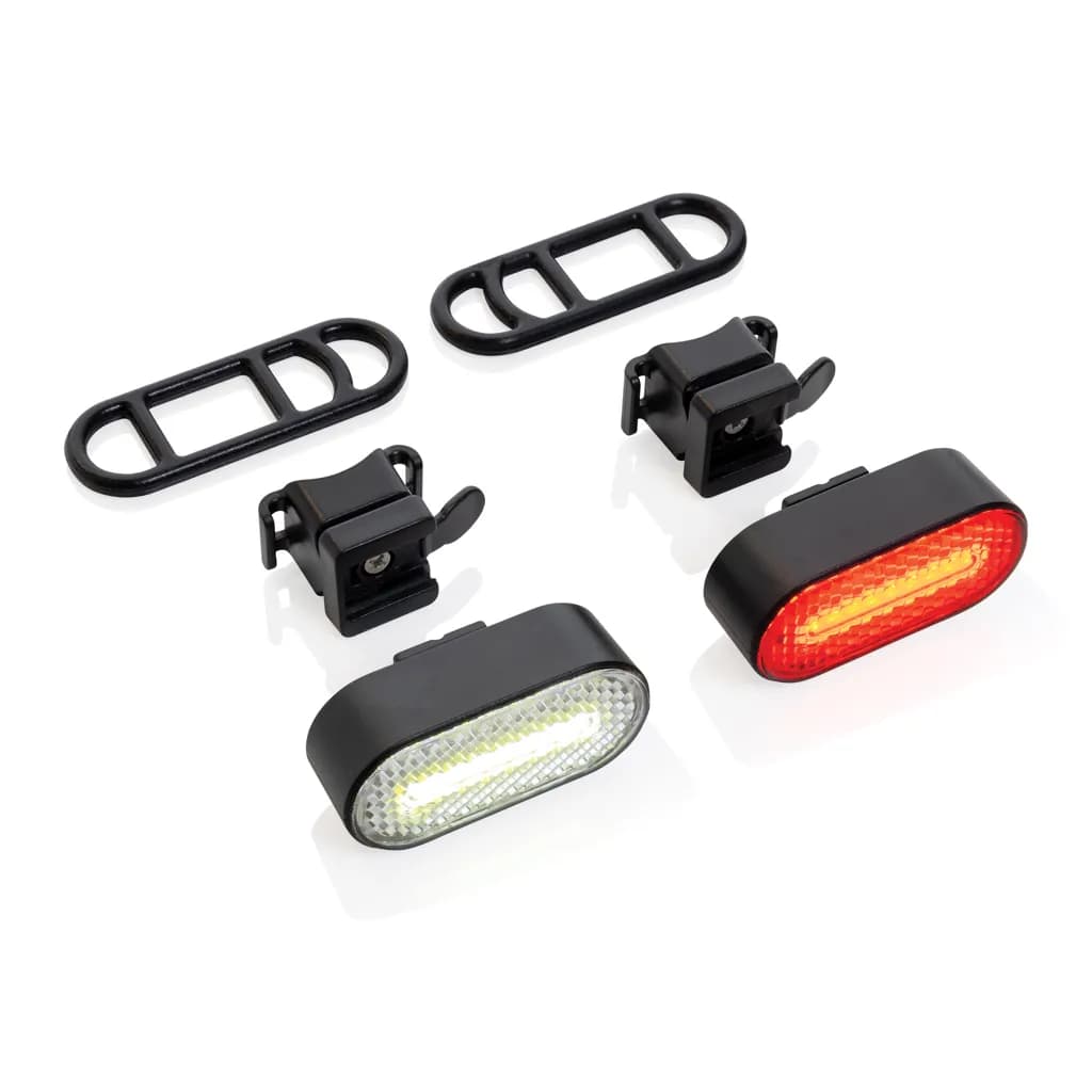 Lumino USB Fahrradlicht-Set aus RCS recyceltem Kunststoff - schwarz