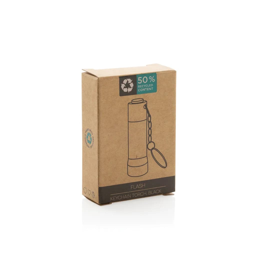 Flash Schlüsselanhänger-Taschenlampe aus RCS rec. Aluminium - schwarz