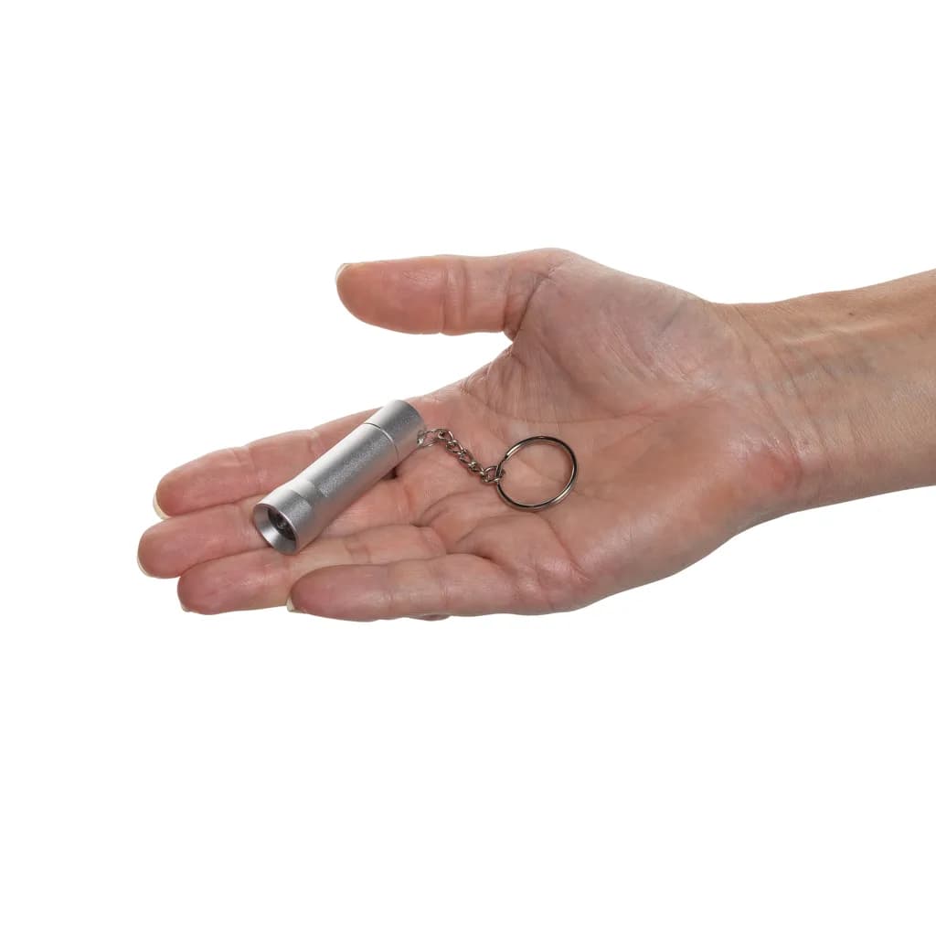 Flash Schlüsselanhänger-Taschenlampe aus RCS rec. Aluminium - Silbergrau