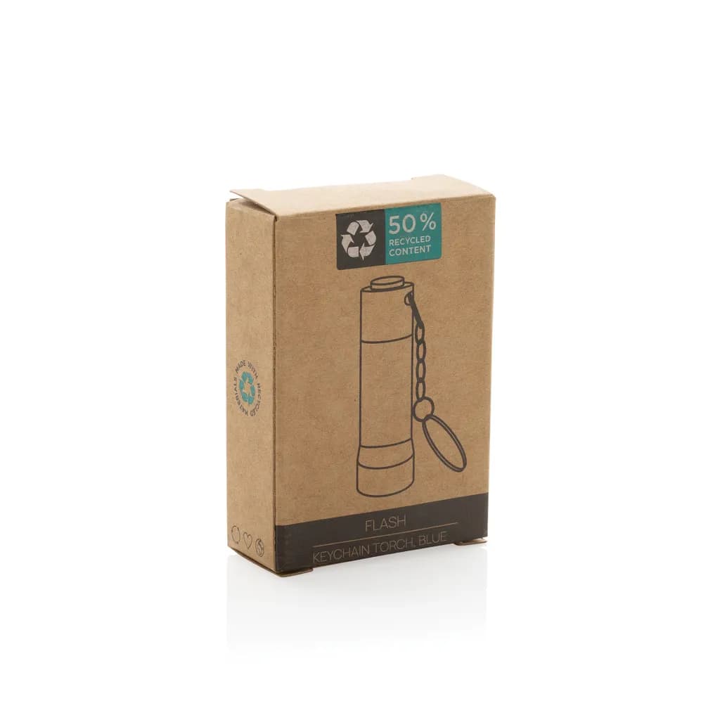Flash Schlüsselanhänger-Taschenlampe aus RCS rec. Aluminium - blau