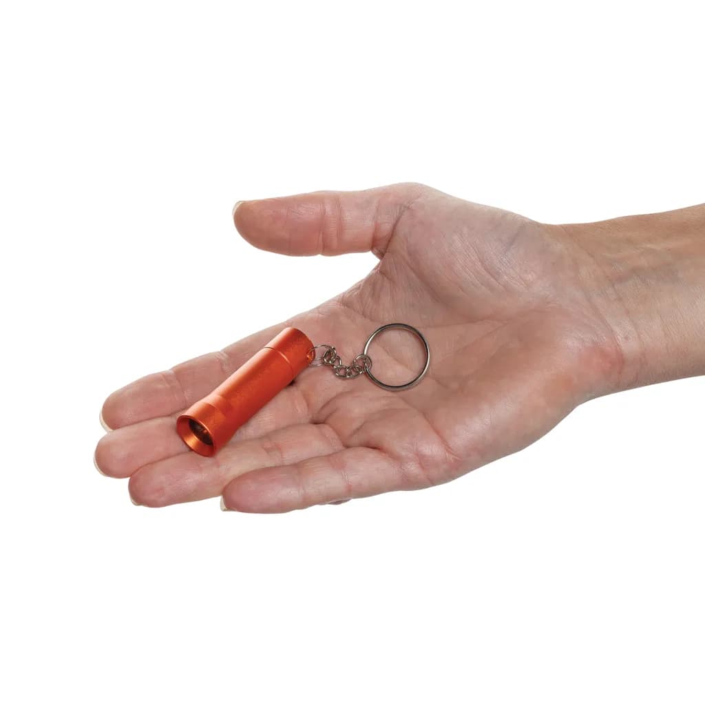 Flash Schlüsselanhänger-Taschenlampe aus RCS rec. Aluminium - orange