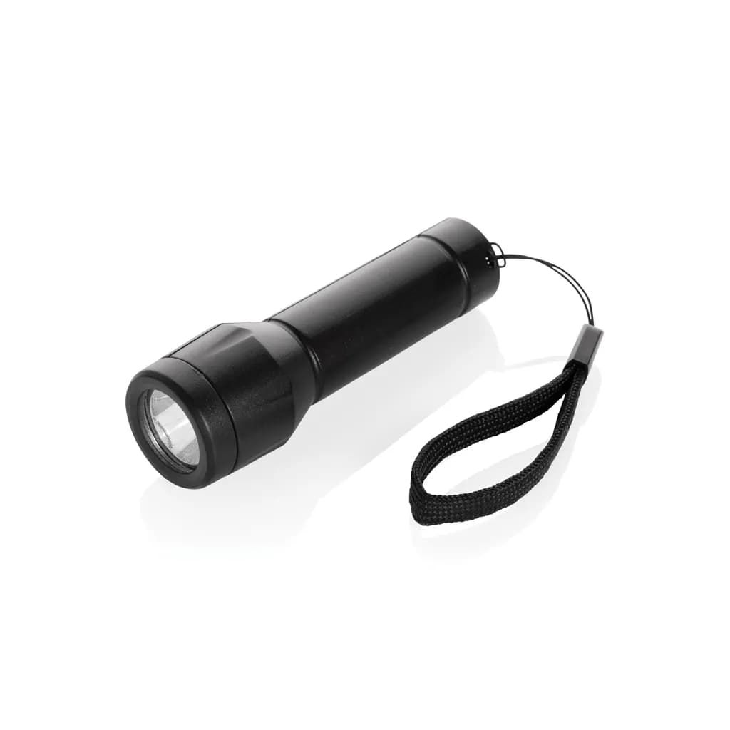 Flara USB-aufladbare Taschenlampe aus RCS recyceltem ABS - schwarz