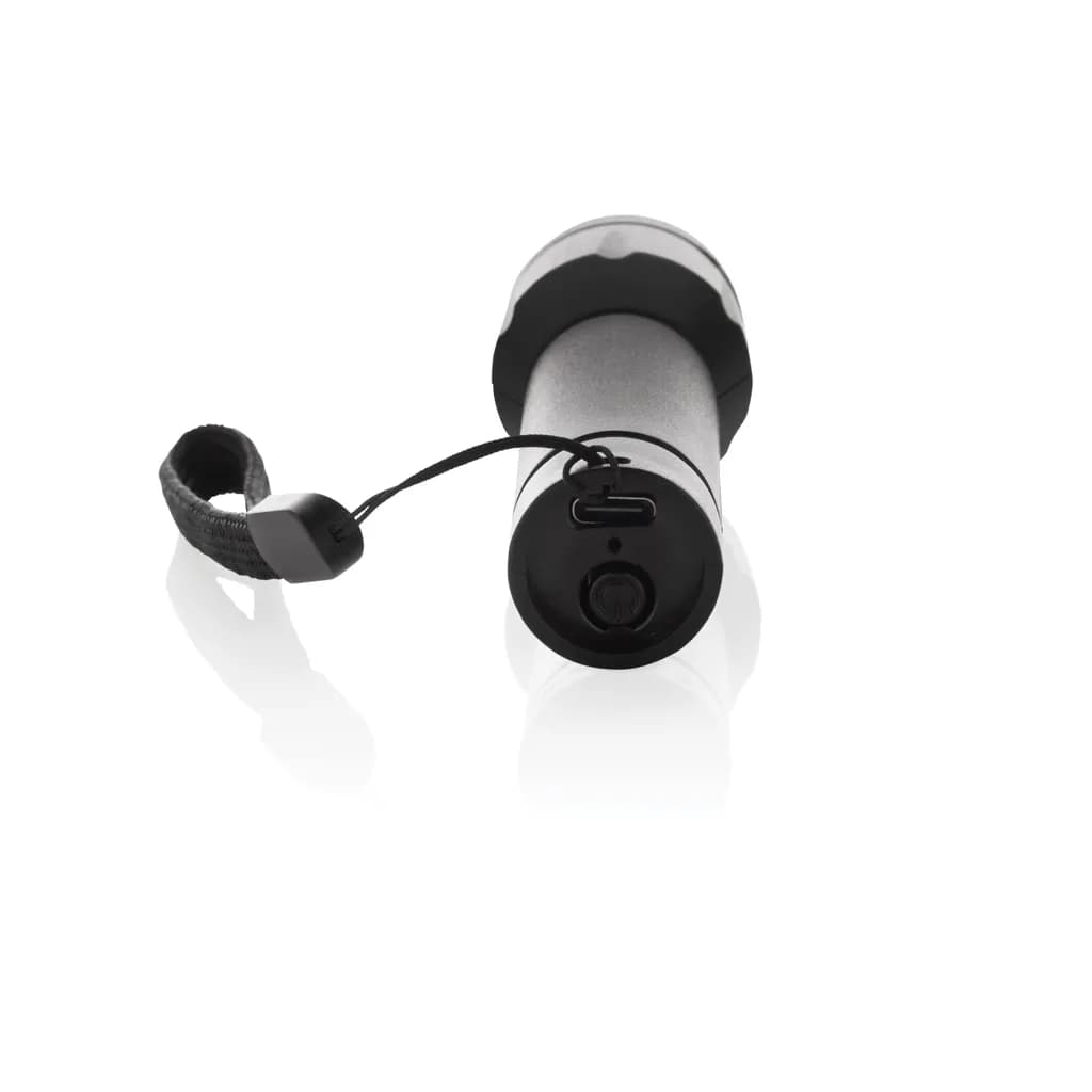 Flara USB-aufladbare Taschenlampe aus RCS recyceltem ABS - schwarz