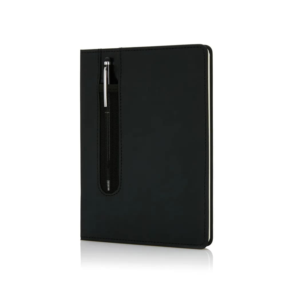 Basic Hardcover PU A5 Notizbuch mit Stylus-Stift - schwarz