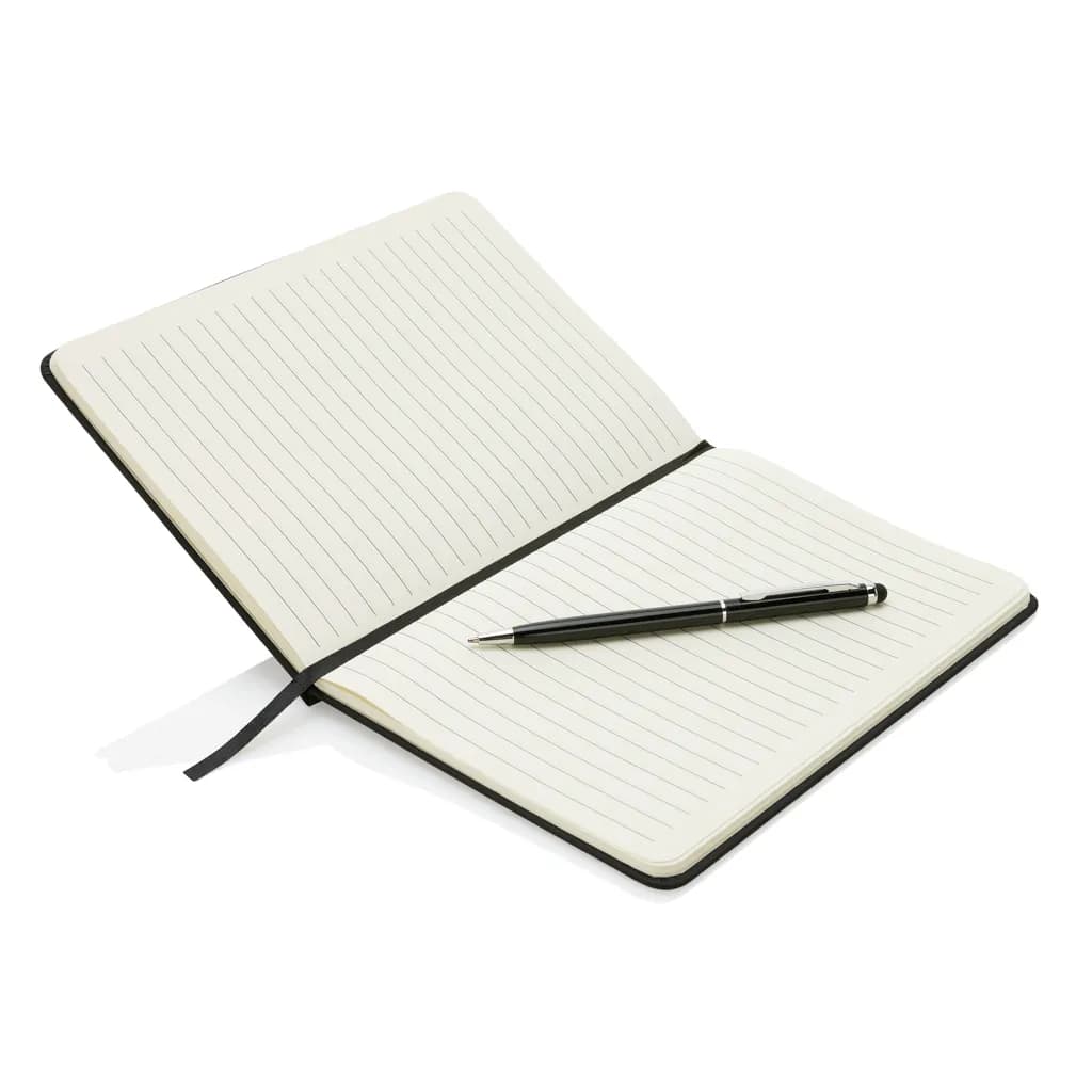 Basic Hardcover PU A5 Notizbuch mit Stylus-Stift - schwarz