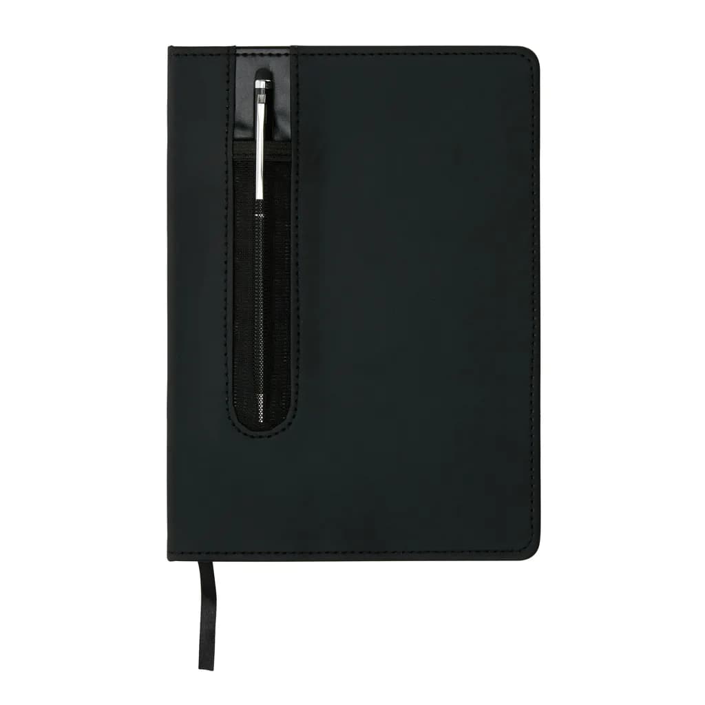 Basic Hardcover PU A5 Notizbuch mit Stylus-Stift - schwarz