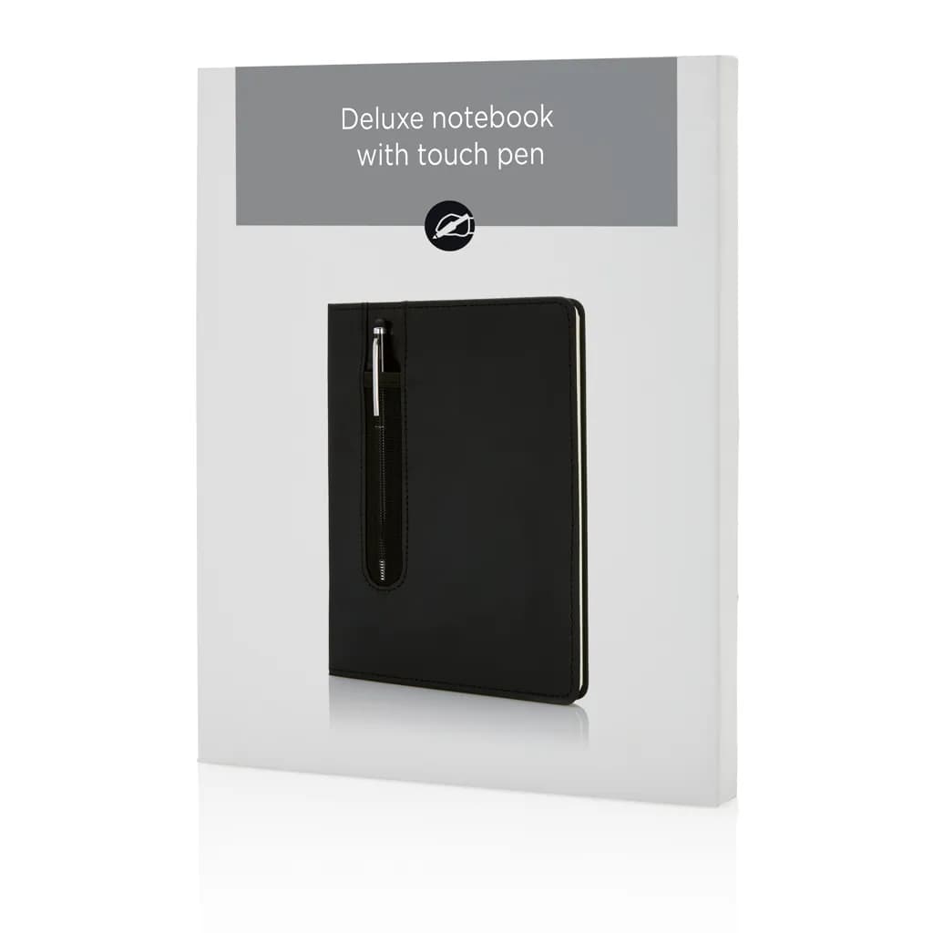 Basic Hardcover PU A5 Notizbuch mit Stylus-Stift - schwarz