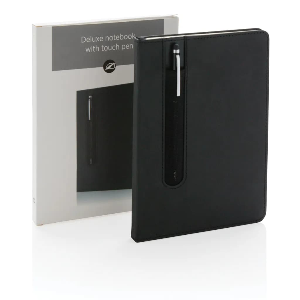 Basic Hardcover PU A5 Notizbuch mit Stylus-Stift - schwarz