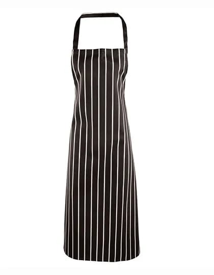 Striped Bib Apron - Black (ca. Pantone Black C)/White