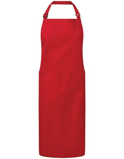 Recycled & Organic Fairtrade Bib Apron - Red (ca. Pantone 201C)
