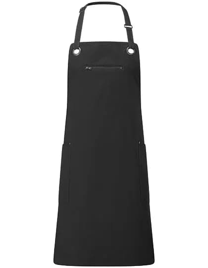 Barley Contrast Stitch Bib Apron - Black (ca. Pantone Black C)/Charcoal (ca. Pantone 7540C)