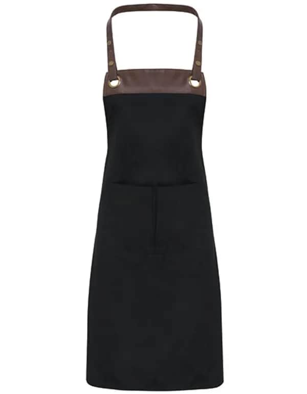 Espresso Bib Apron - Black (ca. Pantone Black C)/Brown (ca. Pantone 4975C)