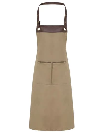 Espresso Bib Apron - Khaki (ca. Pantone 7503C)/Brown (ca. Pantone 4975C)