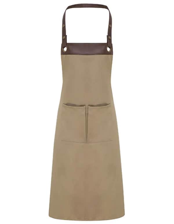 Espresso Bib Apron - Khaki (ca. Pantone 7503C)/Brown (ca. Pantone 4975C)