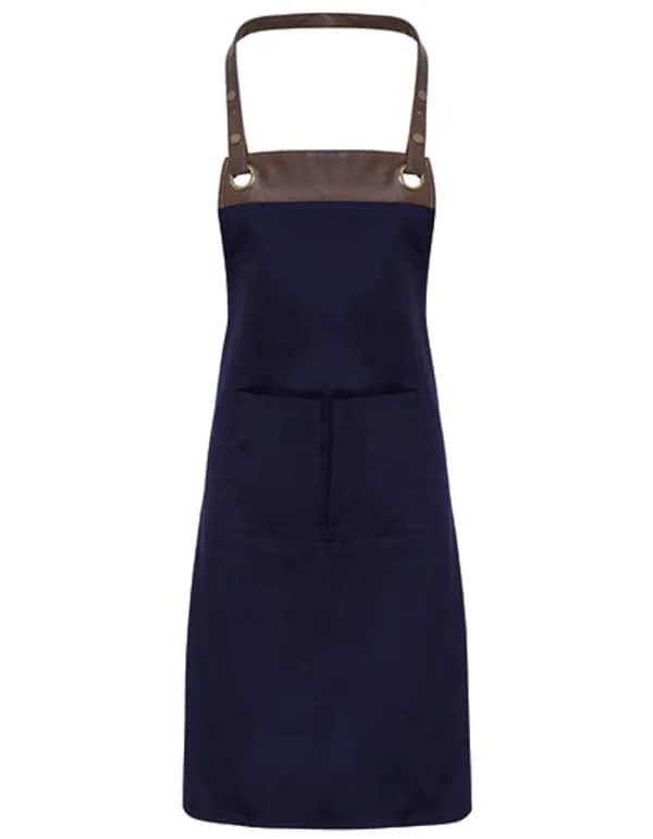 Espresso Bib Apron - Navy (ca. Pantone 533C)/Brown (ca. Pantone 4975C)