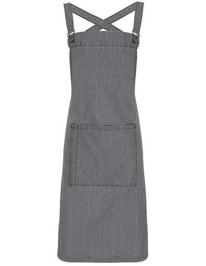 Cross Back Barista Bib Apron - Grey Denim (ca. Pantone 425C)