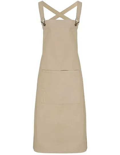 Cross Back Barista Bib Apron - Khaki (ca. Pantone 7503C)