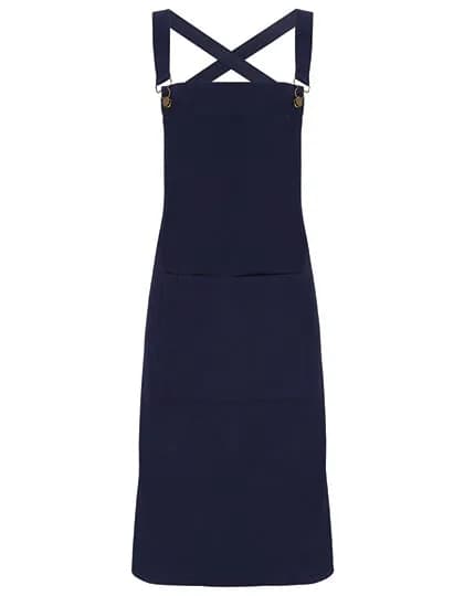 Cross Back Barista Bib Apron - Navy (ca. Pantone 2766C)