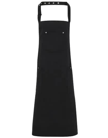 Cotton Chino Bib Apron - Black (ca. Pantone Black C)