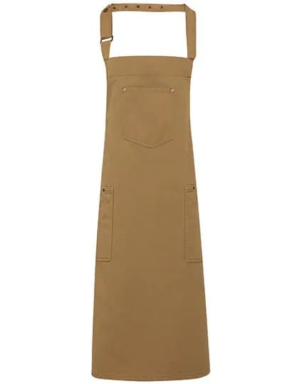 Cotton Chino Bib Apron - Khaki
