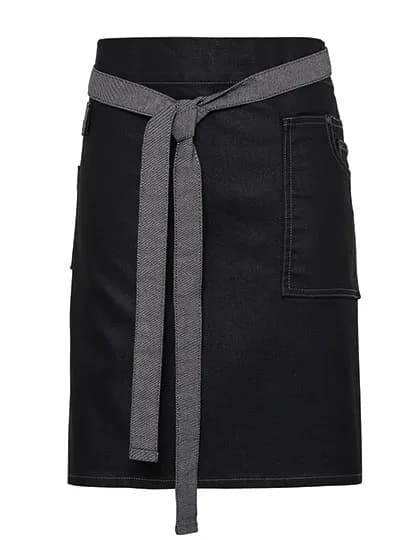 Division Waxed Look Denim Waist Apron - Black Denim (ca. Pantone 433C)