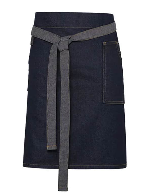 Division Waxed Look Denim Waist Apron - Indigo Denim (ca. Pantone 2767C)