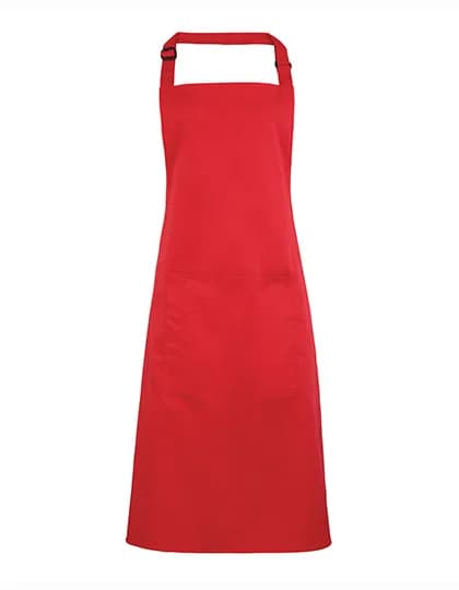 Colours Collection Bib Apron With Pocket - Strawberry Red (ca. Pantone 186C)